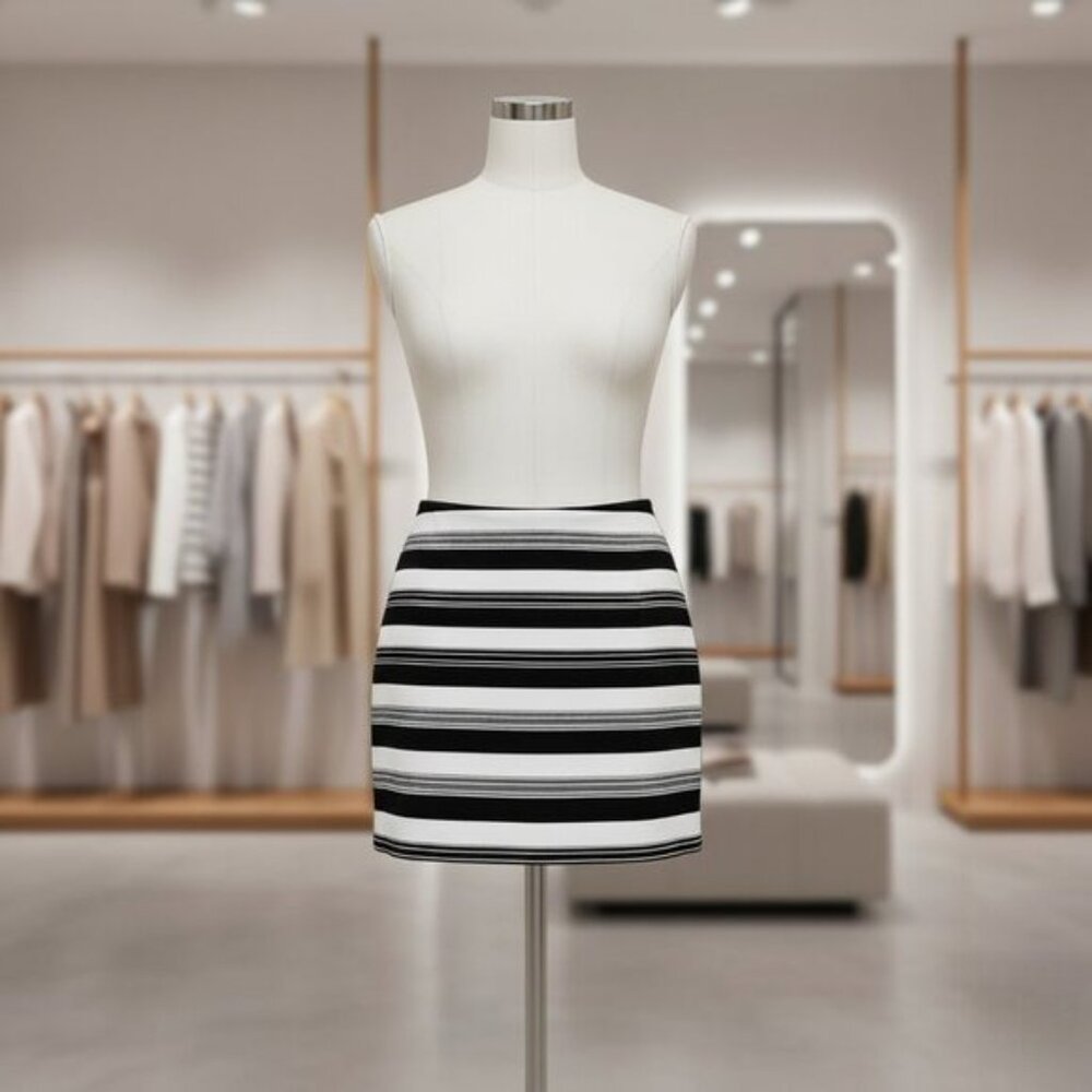 Roz & Ali Black & White Striped Pull-On Skirt Size 1X - Picture 4 of 8